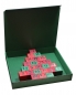 Preview: Adventskalender rot/grün/weinrot, Karton mit silbernen Zahlen für 24 Trüffel/Pralinen von ca. 3,5cm, Tannenform